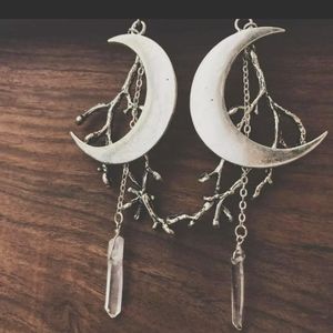 Crystal Quartz Mystic Moon Drop Earrings